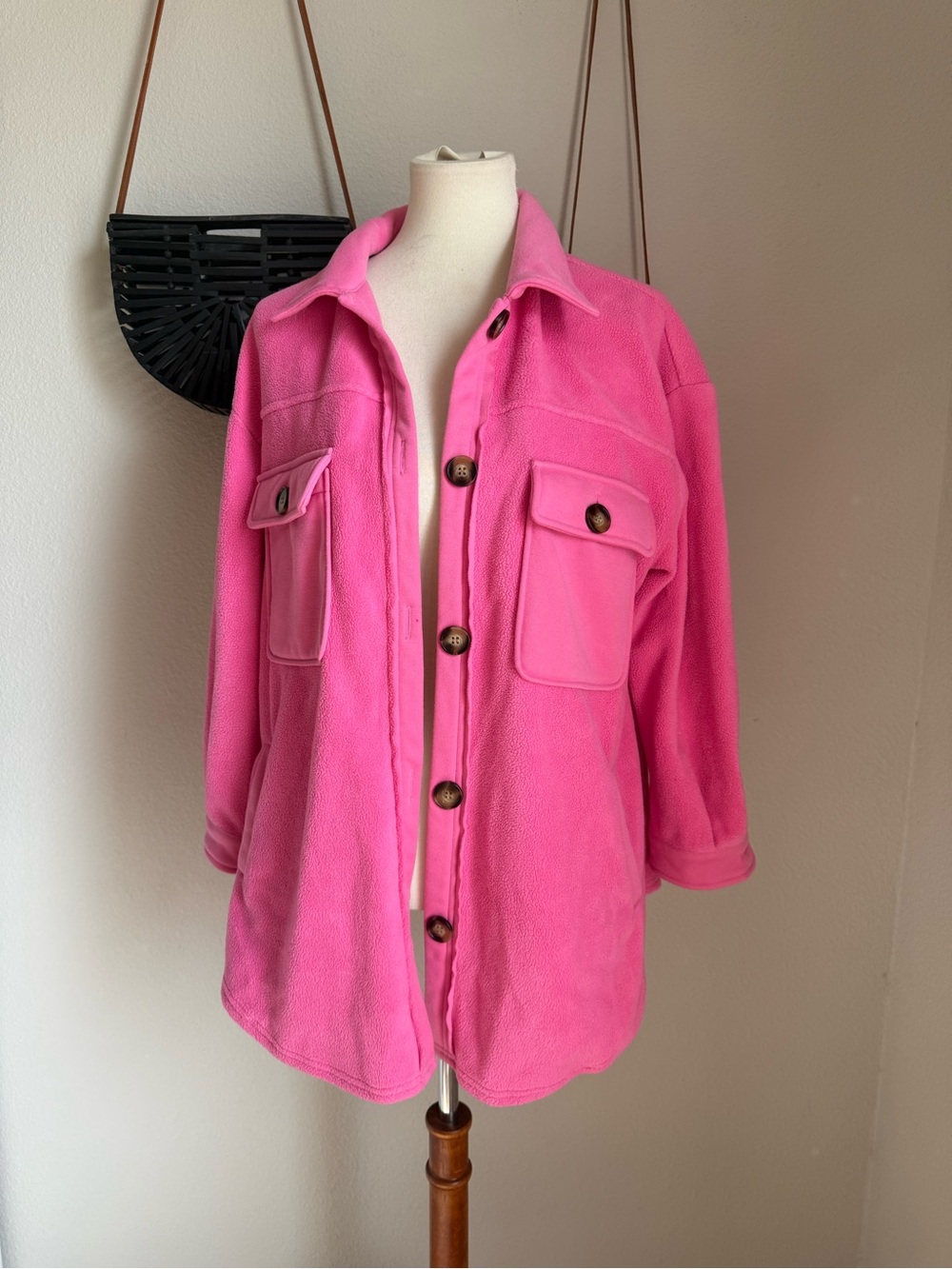 Shop the Mint Pink Fleece Button Jacket, Size Small